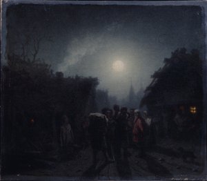 Before a Tavern. Night Scene, 1860s-1870s