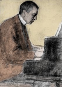 Portrait of Sergei Rachmaninov (1873 - 1943), Russian composer and pianist. Drawing by Leonid O. Pasternak (1862-1945)