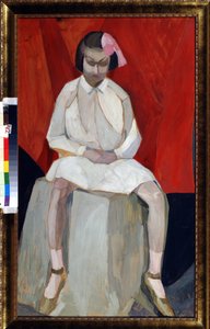 The Little Girl on a Cube. Painting by Leonid Terentievich Chupyatov