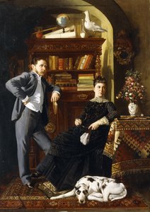 A Couple in an Interior with a Dog