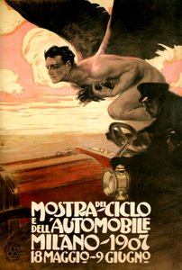 Poster for the Car and Bicycle Show, Milan 18 May-9 June by Leopoldo Metlicovitz