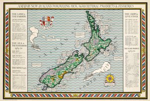 A Map of New Zealand by Leslie MacDonald Gill