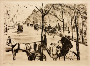 Alley in the Tiergarten with Carriage in the Foreground by Lesser Ury