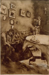 Interior with Reading Lady by Lesser Ury