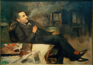 Lesser Ury Smoking in the Studio (Self-Portrait) by Lesser Ury