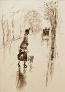 Girl with Dog by Lesser Ury