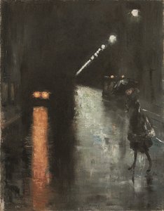 Night Street Scene, Berlin (Leipziger Strasse?), c.1920