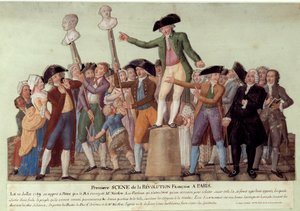 First Scene of the French Revolution in Paris: Camille Desmoulins Haranguing the Crowd at the Palais Royal on 12/07/1789 by Lesueur Brothers
