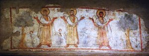Wall Painting Showing Saints at Worship, Caesarea, Israel by Levantine School Levantine School