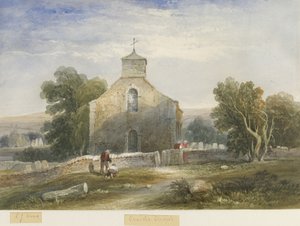 Onecote Church: Watercolor Painting, c.1830-1840 by Lewis John Wood