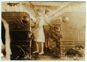 Elsie and Sadie Working at Yazoo City Yarn Mills, Mississippi Said They Were 13 Years Old, 1911 by Lewis Wickes Hine