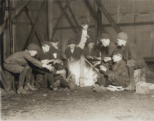 Gang of Newsboys at 10:00 p.m., 1910 by Lewis Wickes Hine