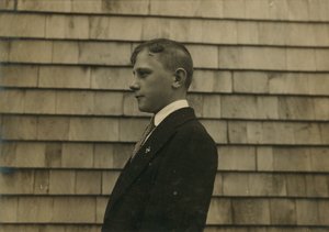 Settlement Boy, Sweeper and Cleaner in Sunday Clothes, Fall River, Massachusetts by Lewis Wickes Hine