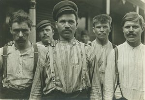Steelworkers at Russian Boarding House, Homestead, Pennsylvania, 1907-8 by Lewis Wickes Hine