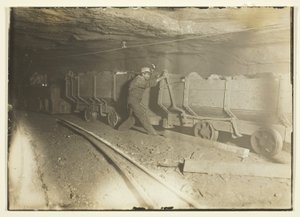 Untitled (Coal cars in mine) by Lewis Wickes Hine