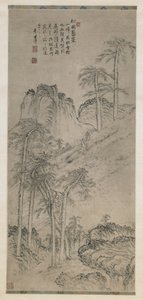Walking with Staffs on a Pine Hill, Qing Dynasty by Li Shizuo