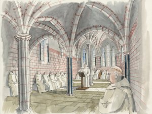 Reconstruction of the Chapter House at Shap Abbey c.1530 by Liam Wales