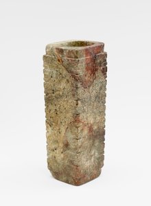 Nine-tier Tube (cong) with Masks, c.3300-2250 BC by Liangzhu culture