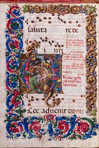 Piccolomini Library: choir book, cod. 19.4, ff. 9v with Adoration of the Magi