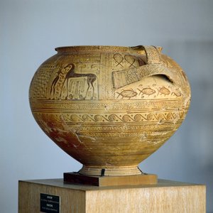 Argive krater with geometric decorations, diameter 50 cm, Greek civilization, 8th century BC