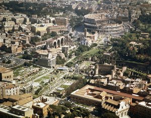 Colosseum or Flavian Amphitheater, Aerial View, 70-80 AD, Rome, Italy
