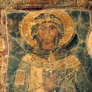 Fresco of Saint, Ruins in Alikianos, Crete, Greece