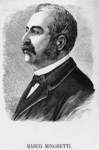 Portrait of Marco Minghetti, Italian economist and statesman who was Prime Minister of Kingdom of Italy, engraving by Unbekannt Unbekannt