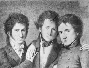 Portraits of Filippo Ugoni, Andrea Tonelli, and Giovita Scalvini, Italian patriots