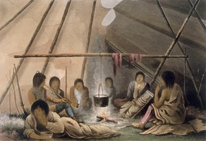 Interior of a Cree Indian tent, 1824