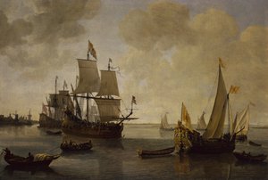 The States Yacht of Prince William II of Orange with other Shipping by Lieve Verschuier