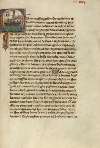 Initial Q: Gillion and His Son Gerard Passing Dubrovnik by Lieven van Lathem