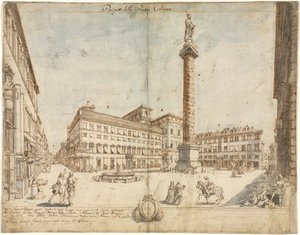Eighteen Views of Rome: The Piazza Colonna by Lievin Cruyl