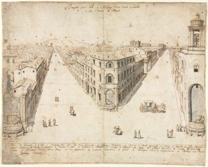 Eighteen Views of Rome: The Quattro Fontane Looking Toward Monte Cavallo by Lievin Cruyl