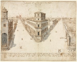 Eighteen Views of Rome: The Quattro Fontane Looking Toward Santa Maria Maggiore by Lievin Cruyl