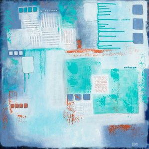 Abstract Teal Geometry by Lillian Christiansson