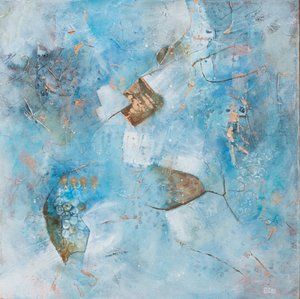 Fluid Blue Gold Abstract