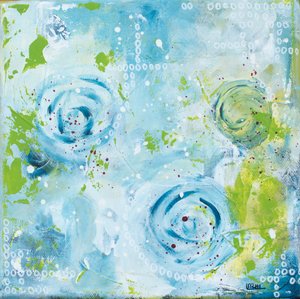 Swirling Aqua Blooms by Lillian Christiansson