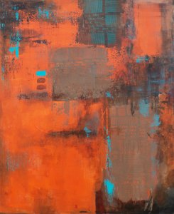 Textured Orange Teal Layers by Lillian Christiansson