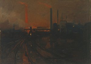 Steel Works, Cardiff, at Night by Lionel Walden