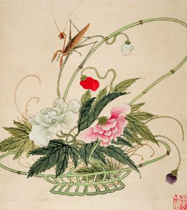 One of a series of paintings of flowers and insects, late 19th century