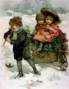 Gathering Holly, Victorian Card