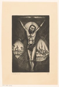 Christ on the Cross by Lodewijk Schelfhout (signed by artist)