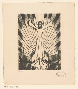 Christ with Outstretched Arms in a Hilly Landscape by Lodewijk Schelfhout (signed by artist)