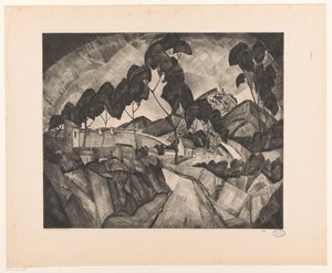 Hilly Landscape in Provence by Lodewijk Schelfhout (signed by artist)