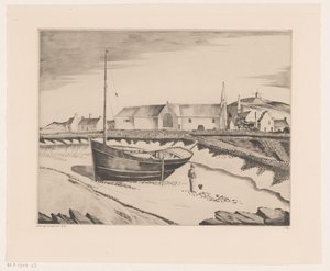 Settlement on the Coast by Lodewijk Schelfhout (signed by artist)