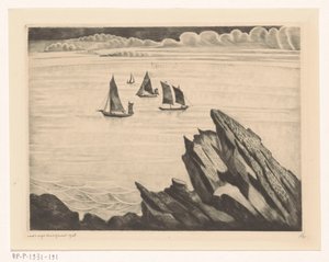 Sailing ships off the Breton coast (An evening in Brittany)