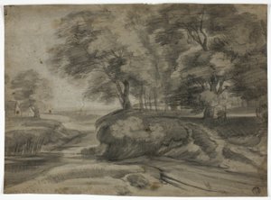 River Landscape with Wooded Banks by Lodewijk de Vadder
