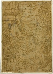 Saint Benedict Moving the Stone which a Demon Had Made Immobile by Lodovico Carracci