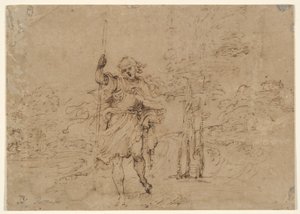 Saint Christopher (or Saint Roch?) in a Landscape by Lodovico Carracci