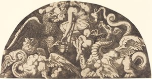 Jupiter Bringing Water of the Styx to Psyche by Léon Davent after Giulio Romano